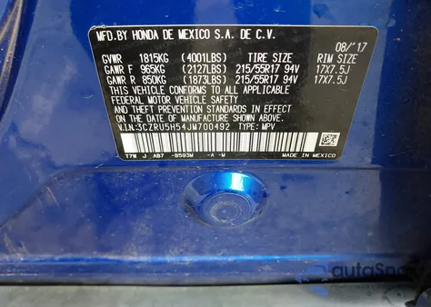 2018 Honda Hr-V Ex z USA, uszkodzony, nr VIN 3CZRU5H54JM700492